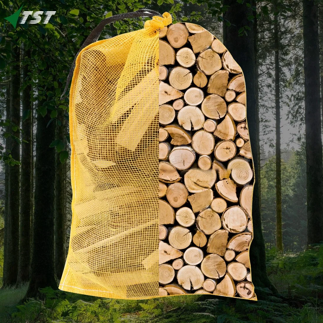 50*72cm 60*100cm PP Leno Fire Wood Sack Kindling Red Mesh Nettobüten