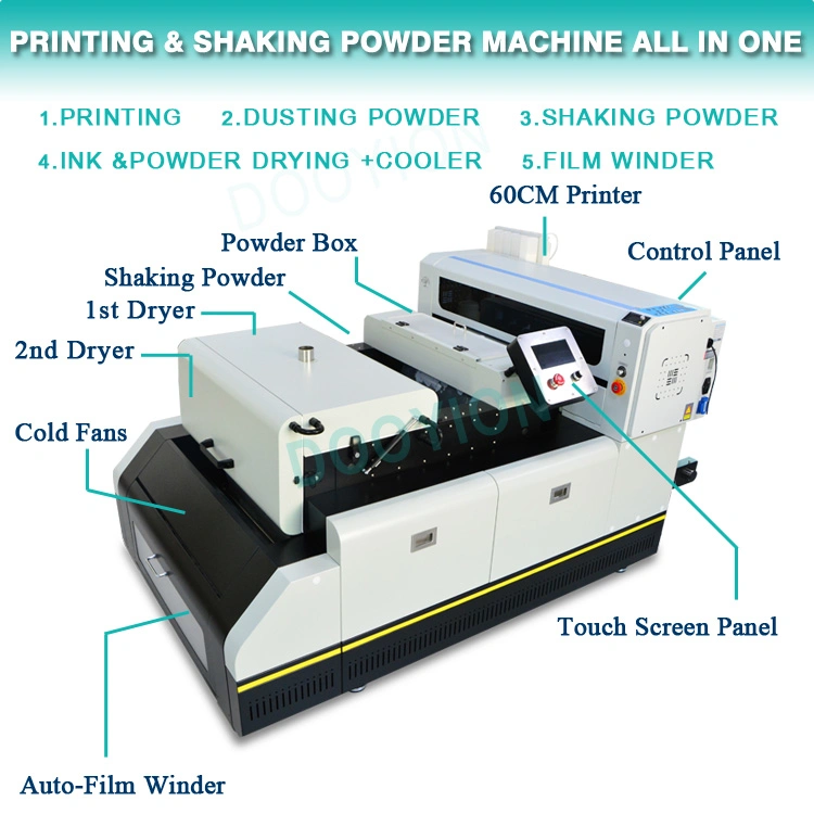 Dtf 60cm directement à l'imprimante film je3200 X 2 têtes et de la poudre Shaker tout en un seul de la machine