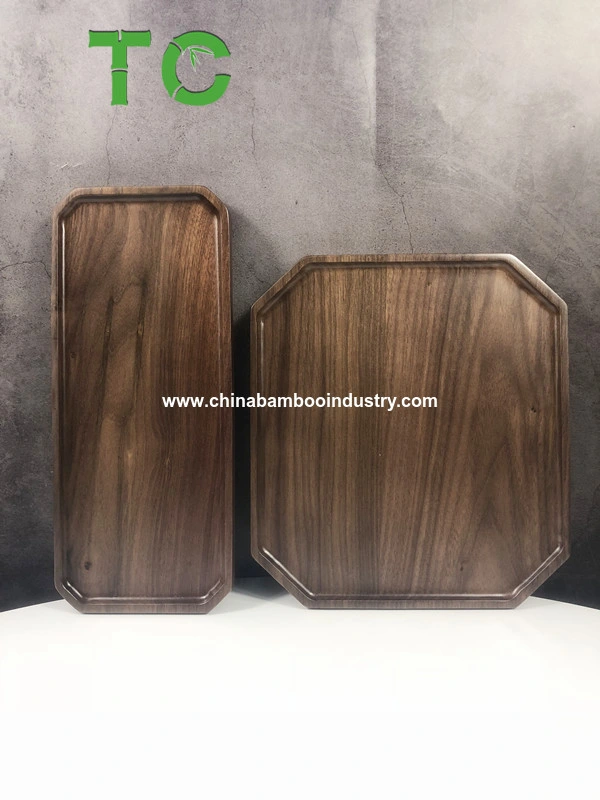 Wholesale/Supplier Octagonal Wooden Tea Tray Black Walnut Wood Serving Tray Serve Plates Wooden Board Wood Serving Tableware