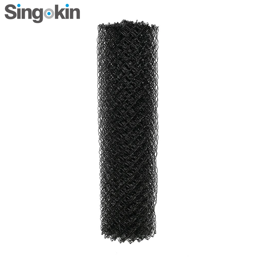 Black Plastic PVC Coated Chain Link Fence with Post Lights