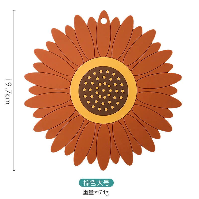 Sunflower Flower Table Mat PVC Soft Plastic Placemat Glass Coaster Heat Insulation Cute and Practical Place Mat