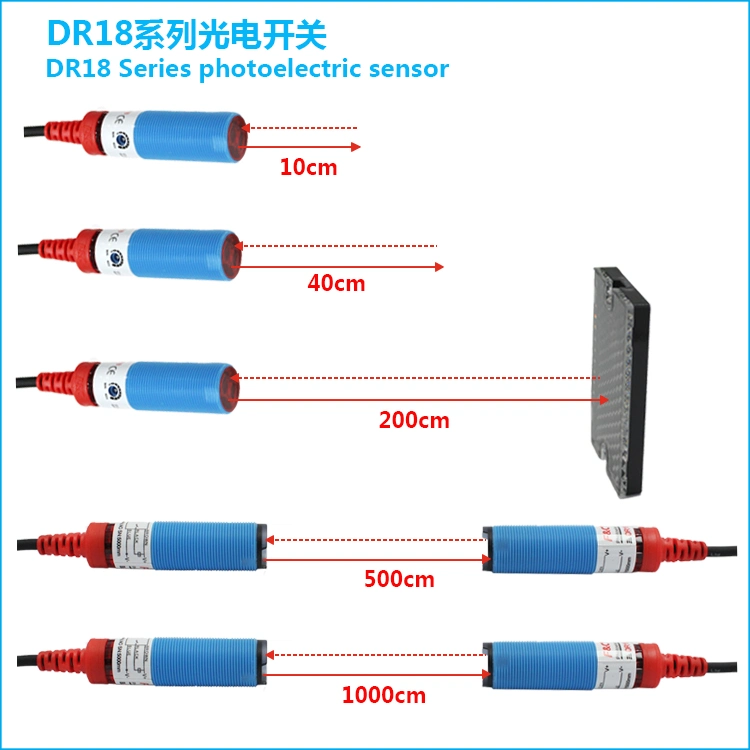 M18 PNP Type Infrared Optical Sensors 12-24VDC for Face Mask Making Machine