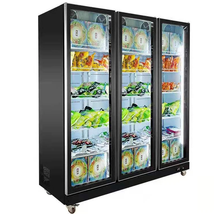 Commercial Cryogenic Freezer Display Vertical Frozen Showcase for Supermarket