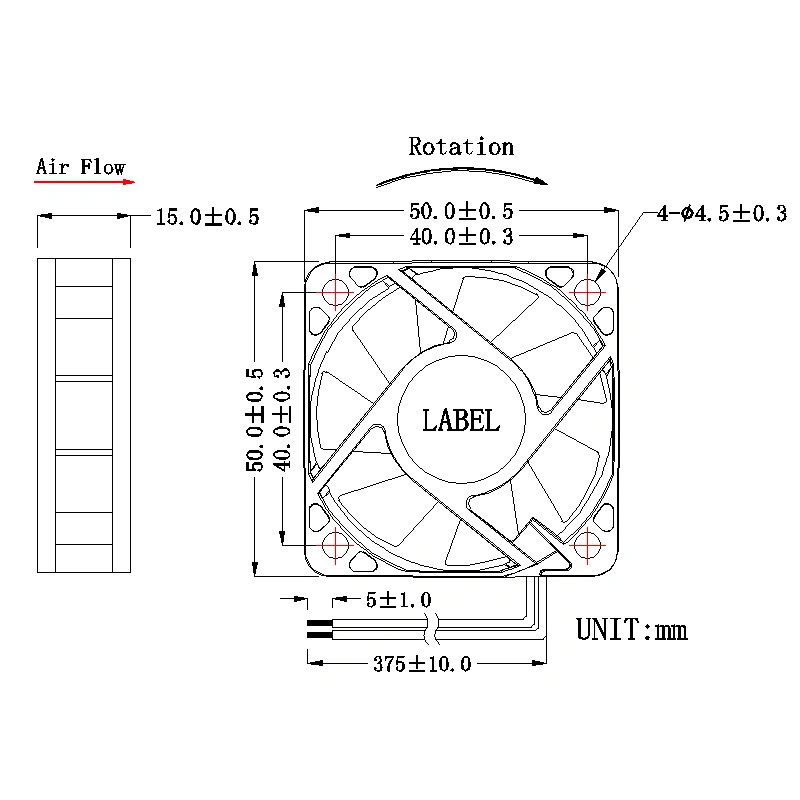 50*50*15mm 3500-8000rpm 12V 24V DC-Lüfter mit Hochgeschwindigkeitskühlung Fan Auto 5015 5020 Fan