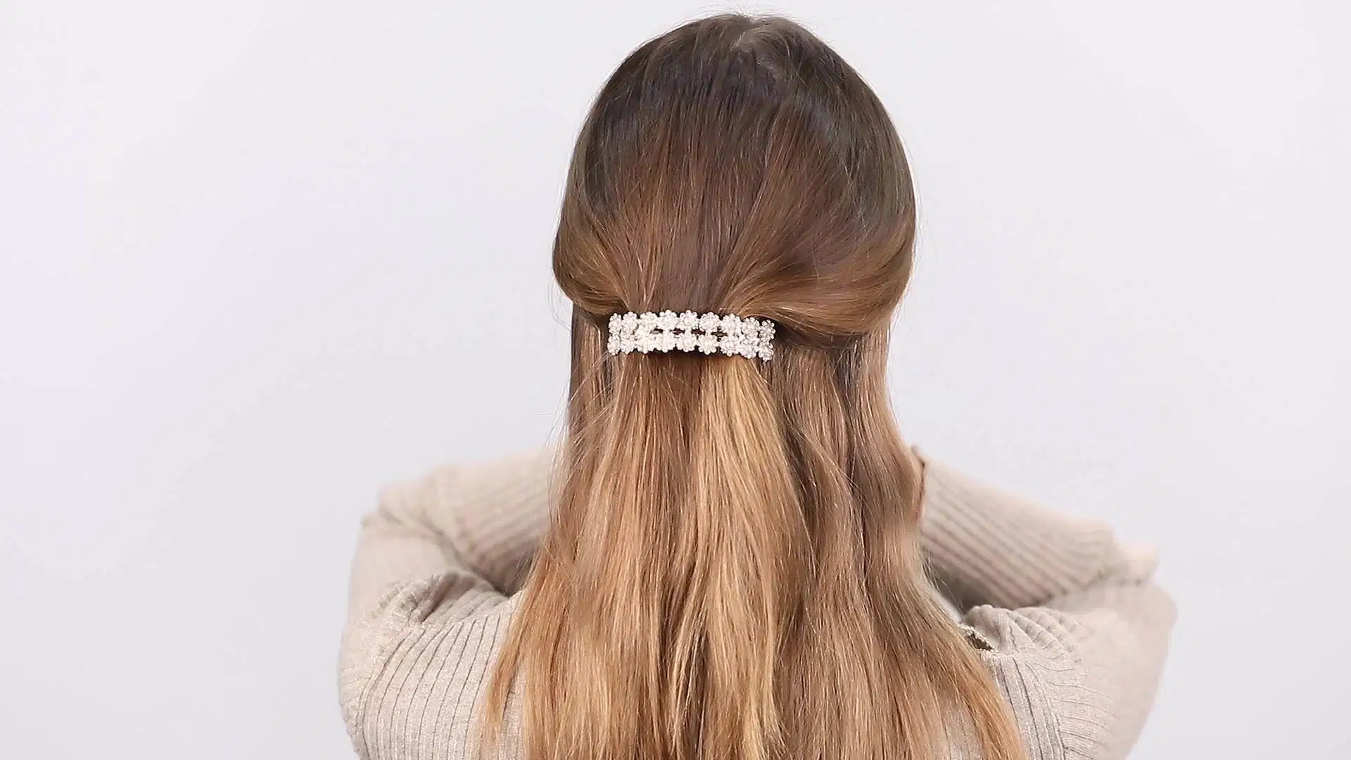 6 Colors Available Simple Design Elastic Hair Band, Pearl Hair Tie