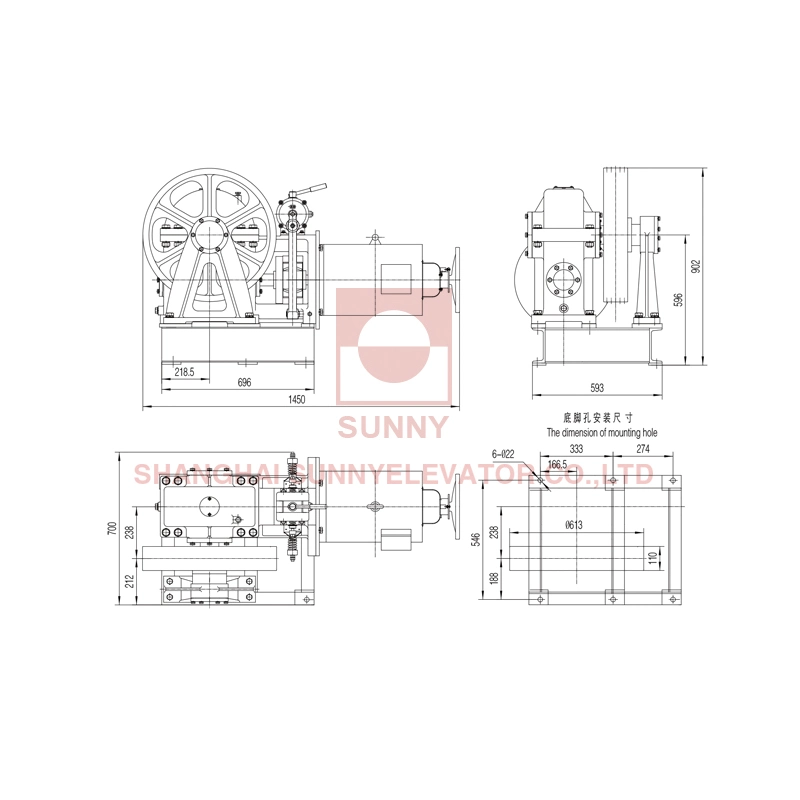 Geared Traction Machine / Elevator Components for Passenger Elevator