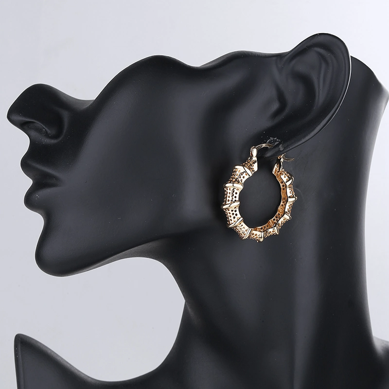 Femme Populaire 14K 18K Plaqué Or Bijoux Boucle d'Oreille en Alliage de Cuivre de Grande Taille