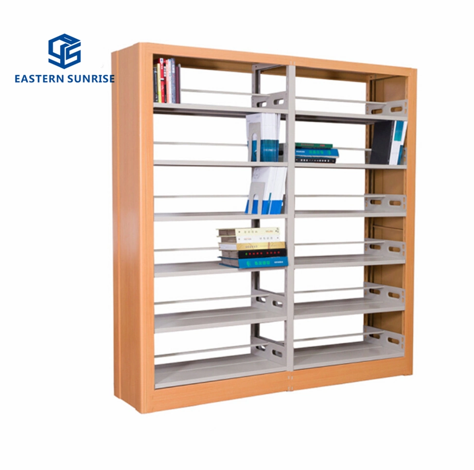 Customized School Furniture Metal-Wood Library Rack Book Shelf