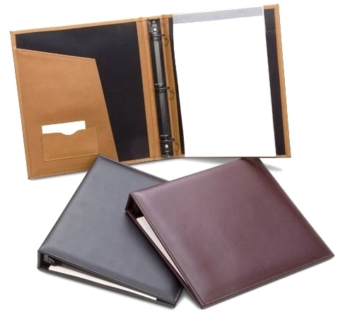 Wholesale/Supplier Brown Black A4 Best Selling Handmade Office 3 Ring Binder File in PU Leather