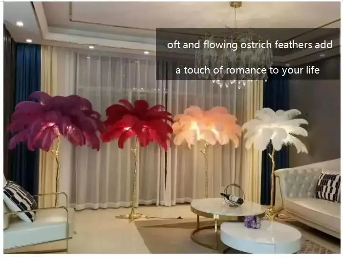 Modern LED Lighting Ostrich Feather Home Hotel Decorative Palm Tree