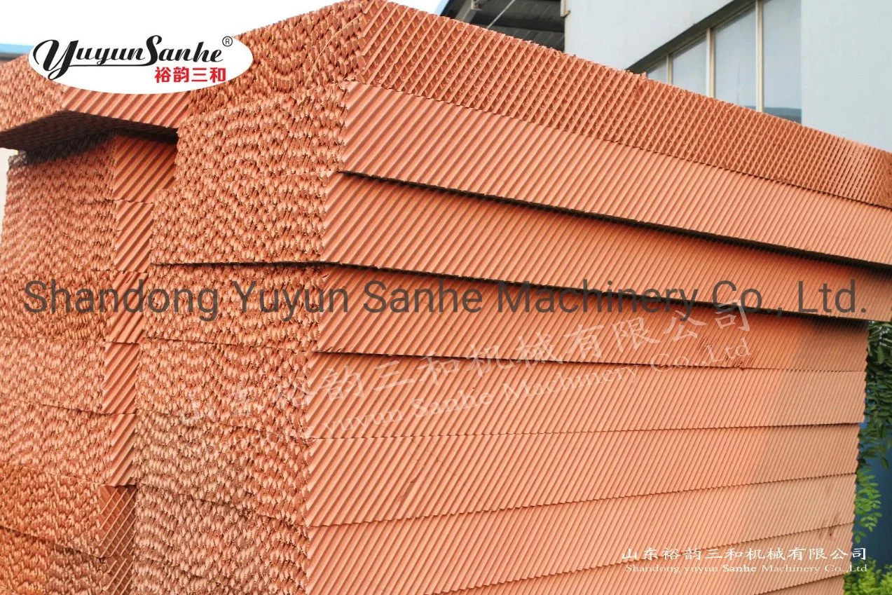 Cellulose Honeycomb Cooling Pad Cell Pad Celdek Pad Cooling Pad Wall Wet Curtain Air Ventilation Water Cooling System Equipped with Galvanized Frame Greenhouse