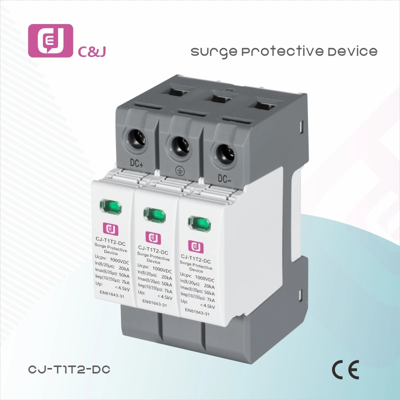 Cj-T1t2-DC 1500VDC 20-50ka Proteção contra descargas atmosféricas do SPD de dispositivos de proteção contra oscilações de energia