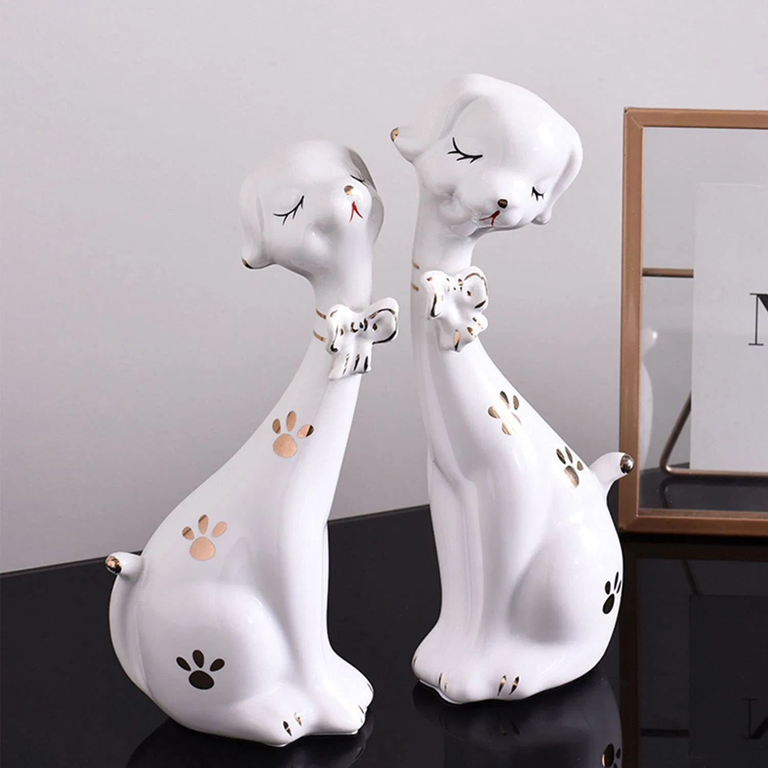 Ceramic Cute Puppy Figurines for Home Office Shelf Decor Set for Home Office Table Decoration Ceramic Small Animal Perfect for Promotion