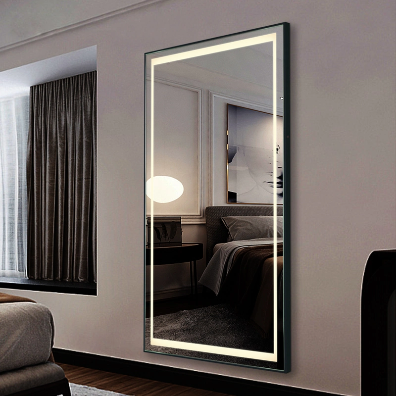 Châssis en aluminium de gros salon de beauté moderne Dressing mobilier miroir mural LED