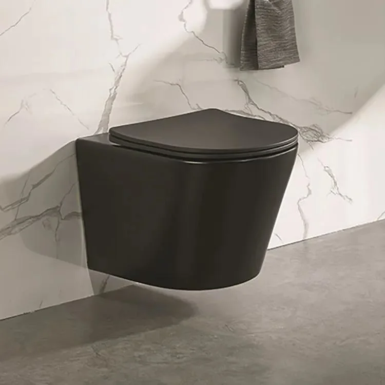 Toilets Commode Bathroom Concealed Tank Wc Rimless Matt Black Wall Hang Toilet