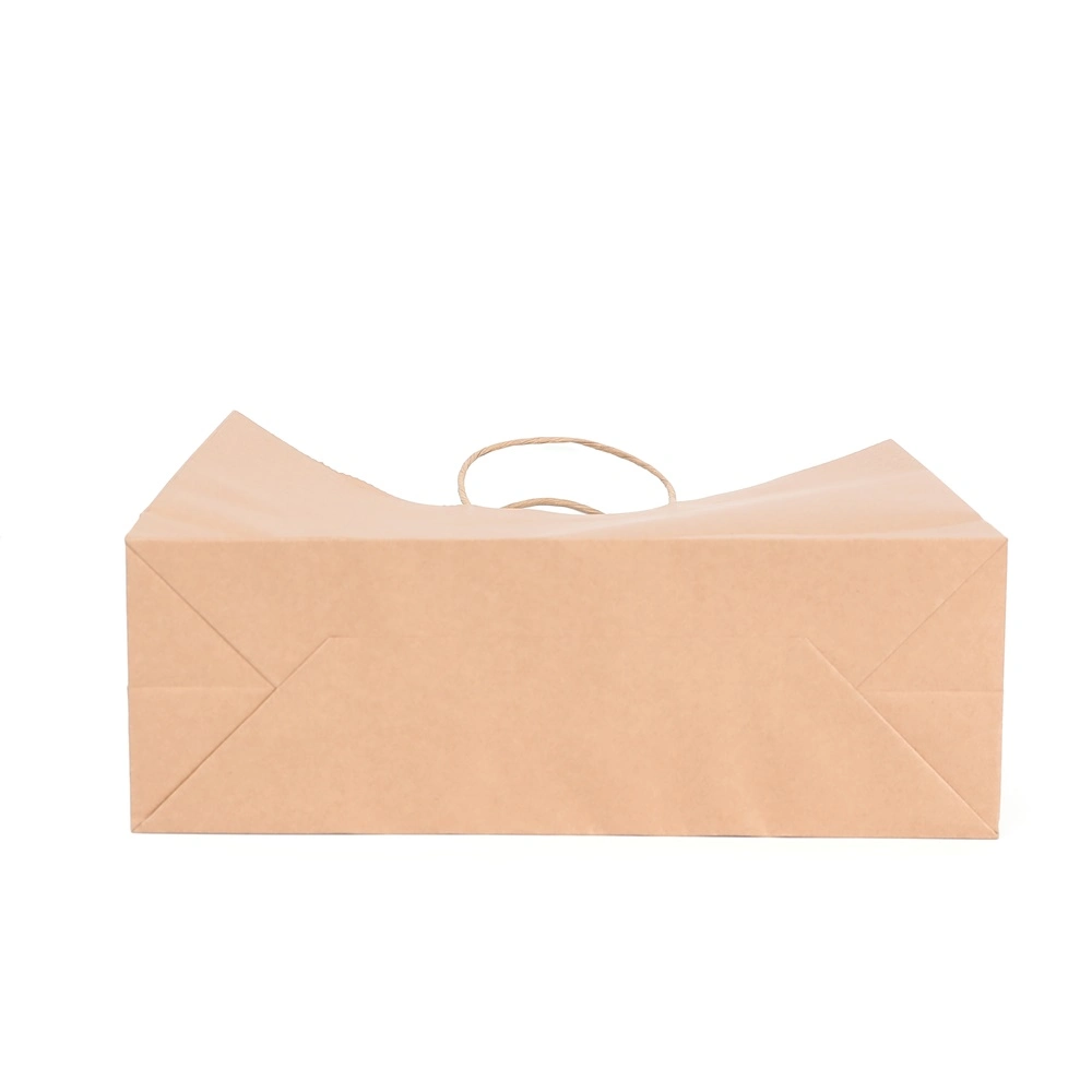 Papel biodegradável de fundo quadrado saco de compras castanho Kraft Paper Saco