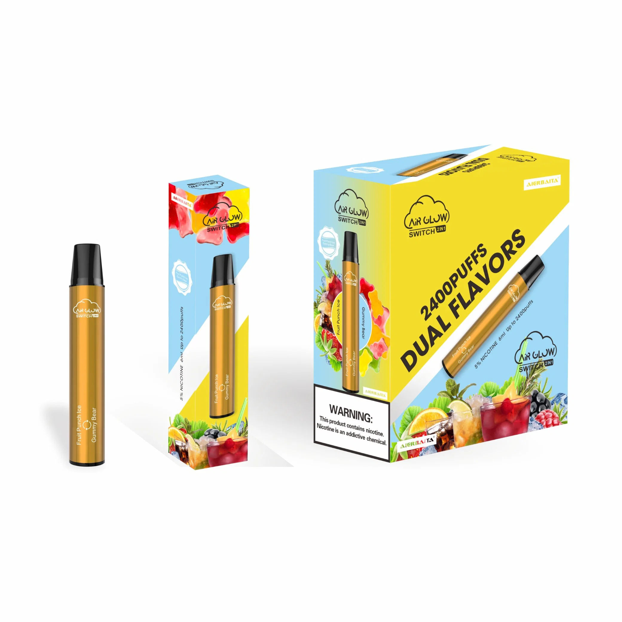 Interruptor de aire brillante desechable de colores VAPE Ecig Mini 2400puffs vape