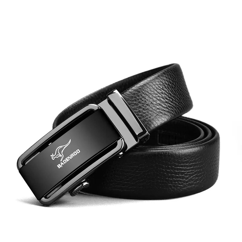 Custom Logo High quality/High cost performance  Business Mens Genuine Leather Ratchet Belt with Automatic Buckle Men Belts