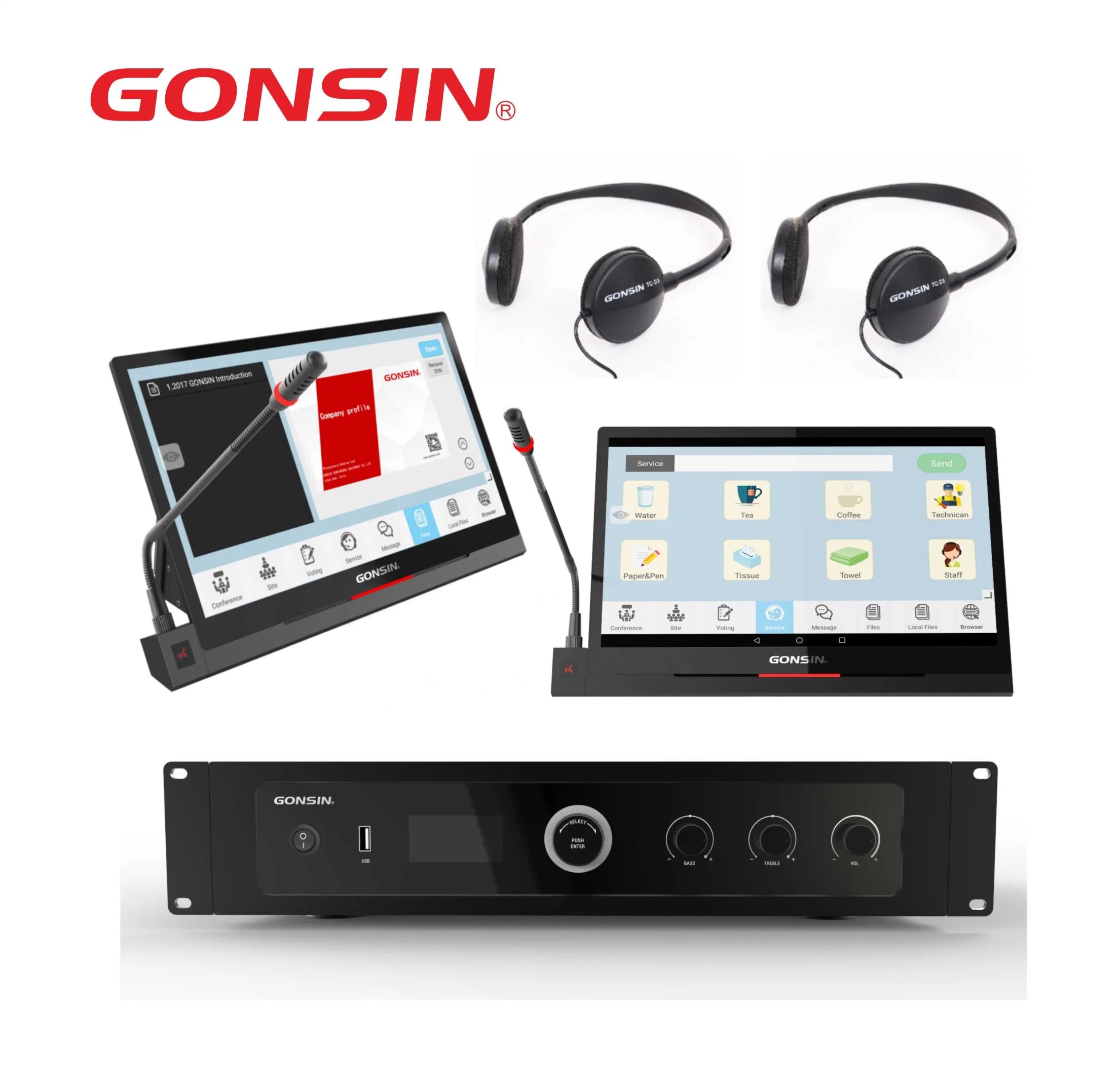 Digital Touch Screen Conference System with Discussion Microphone