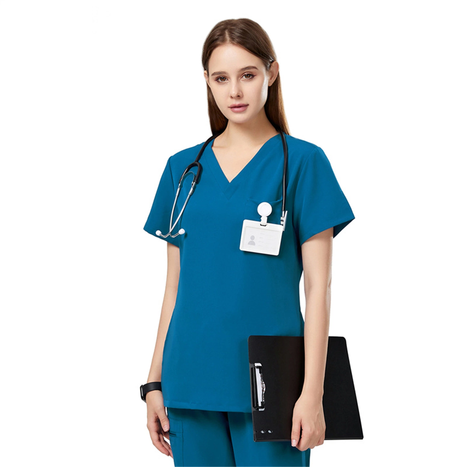 Wholesale/Supplier Custom Logo Slim Fit Stretch Breathable SPA Beauty Spandex Hospital Uniform Top Jogger Nursing Medical Scrubs Set