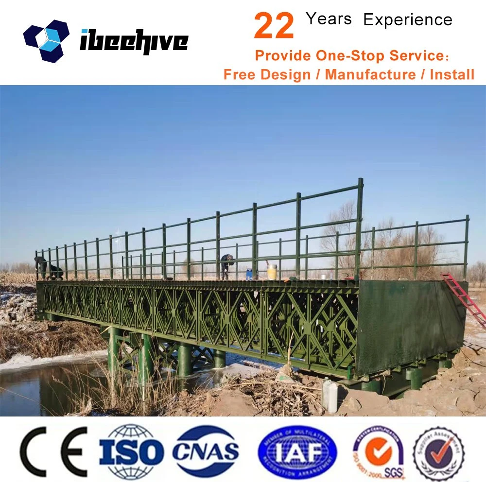 Portable Metal Panel Beam simple/Doble capa estilo militar Galvanized Pedestrian Estructura de acero de Truss Bailey Bridge