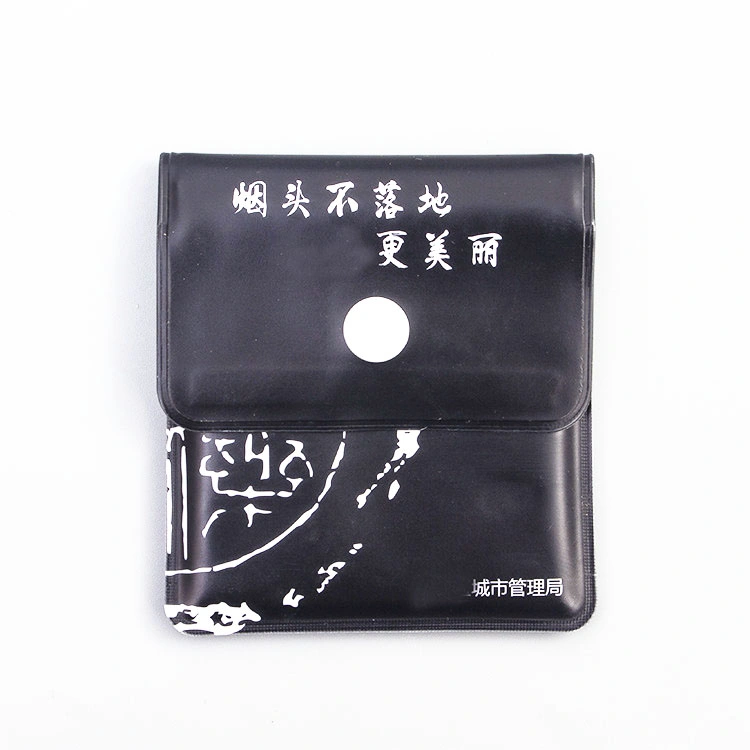 Custom Low MOQ Pouch with Printed Logo Plastic Button 8*8cm Portable Ashtray Bag Ash Tray Bag Ashes Bag