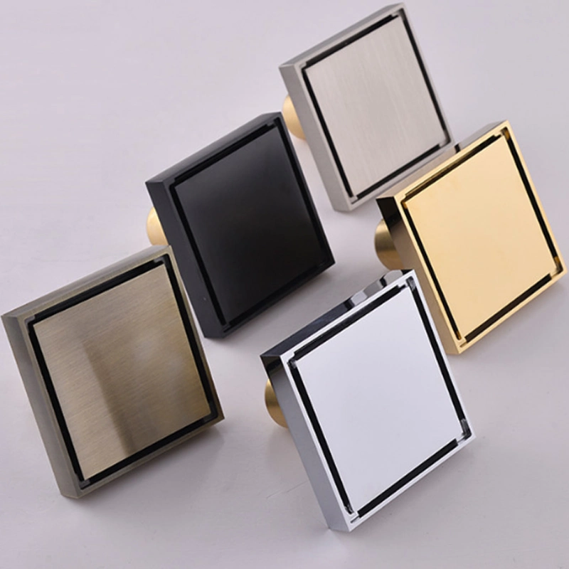 Conceal Tile Insert Brass Floor Drain/ Shower Square Floor Drain with Anti-Odor Function/4 Inch Toilet Shower Floor Drain