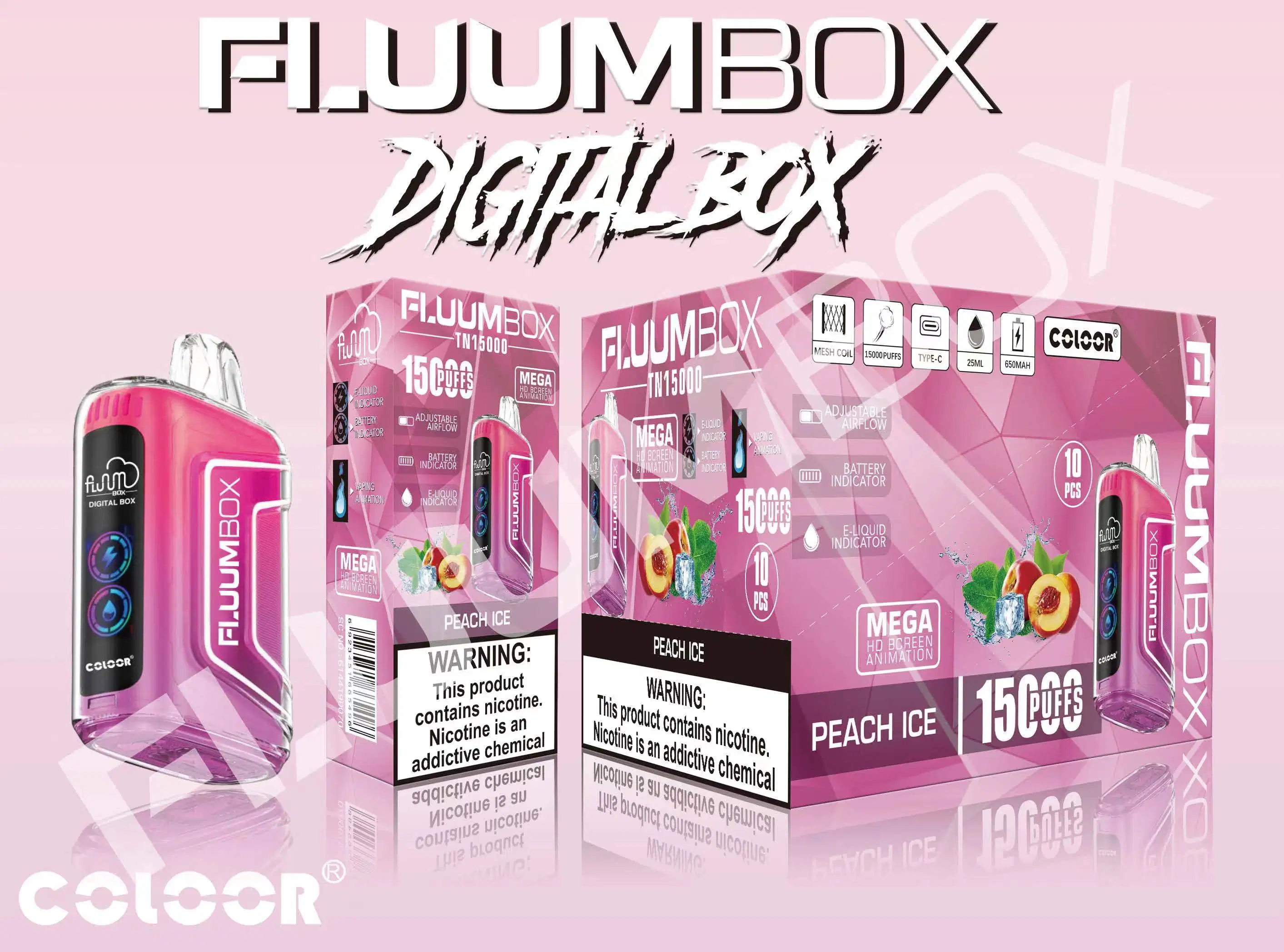 Wholesale/Supplier I Vape Original Fluum Box 15000 Puffs Digital Box 15K Disposable/Chargeable E Cigarette 25ml 650mAh Rechargeable Vape 12 Favors Mesh Coil Vape Pod