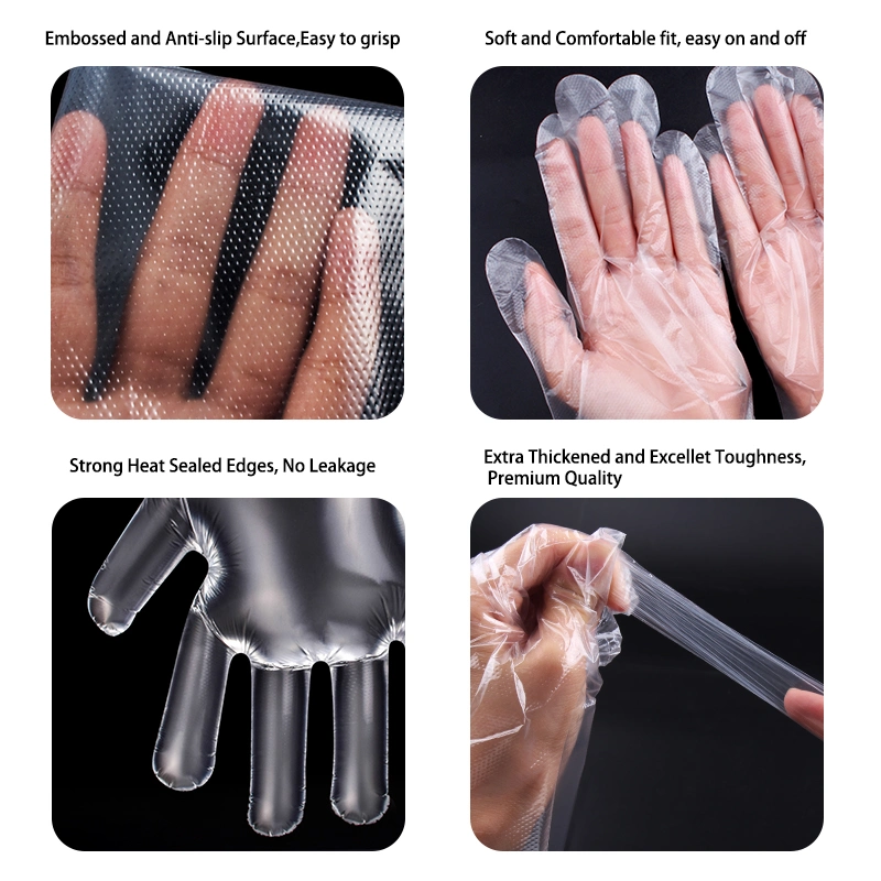 PE de plástico desechables Guantes Guantes de plegado individual para el cabello teñido con CE