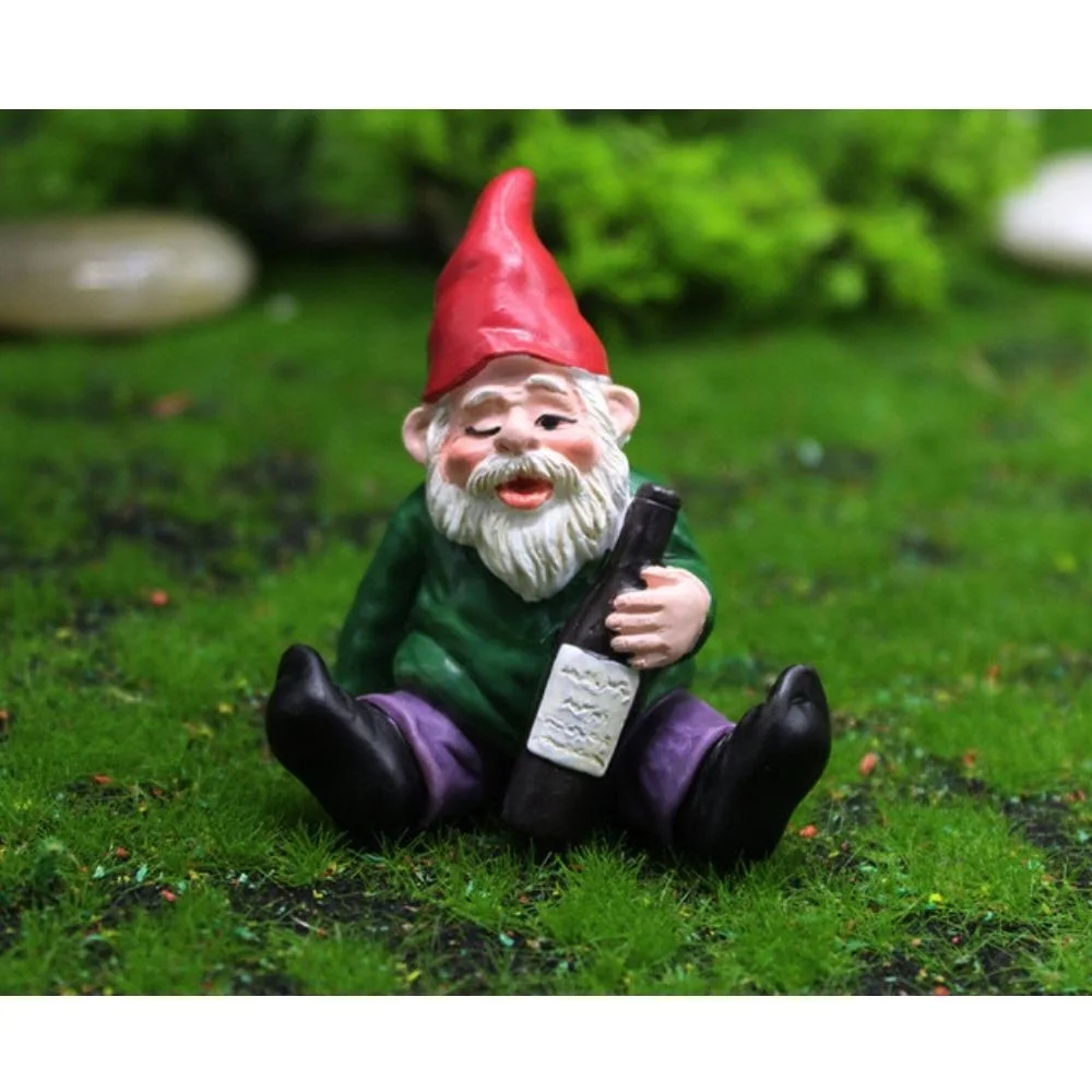 Gartendekorationen Freiluftfeengarten, Trunkenheit Gnome Gartenornamente Freche Gartenfiguren für Rasen Patio Wyz19758