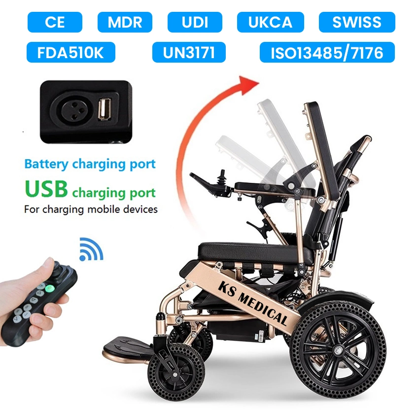 Ksm-601L LCD Joystick Buy Folding Electric Disabled Wholesale/Supplier Wheelchair Electric Solid Wheels for Disabled People