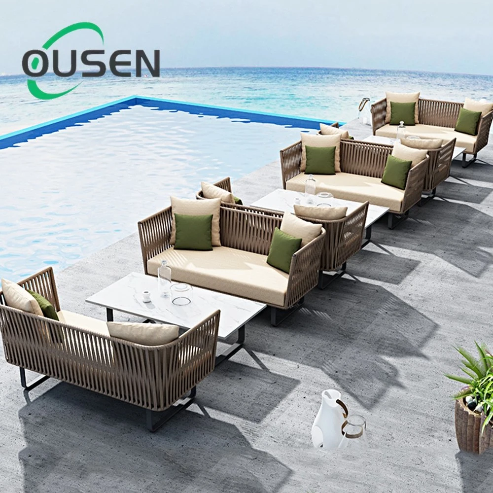 Lazer mobiliário de jardim simples Sectional Sofá Outdoor Sale água resistido Sofá ecológico em aço inoxidável à prova de ferrugem para o exterior