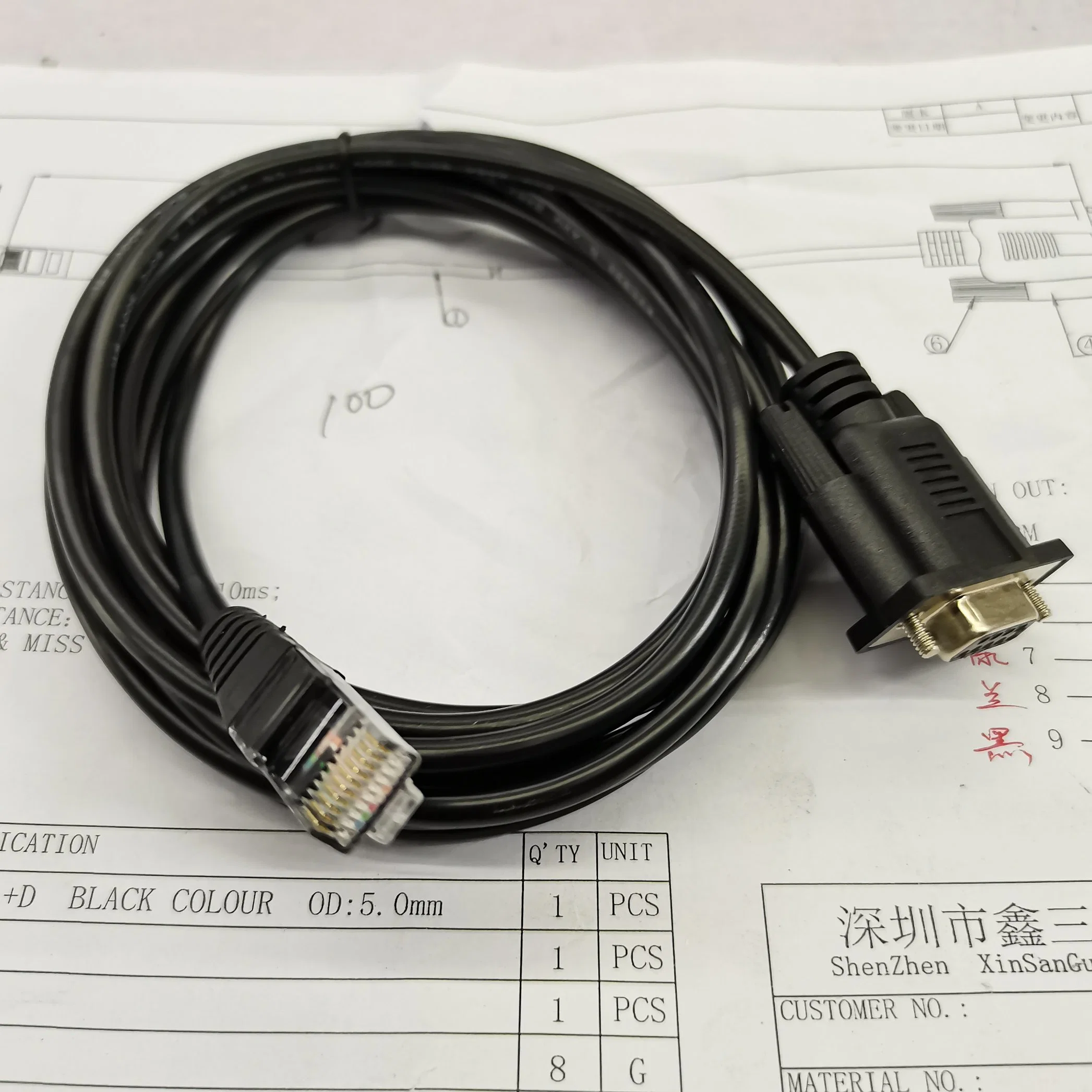 Kundenspezifisch gegliedertes D-SUB-Kabel 9pin bis 25pin Buchse &amp;RJ11 (6P4C) Steckverbinder Datenkabel