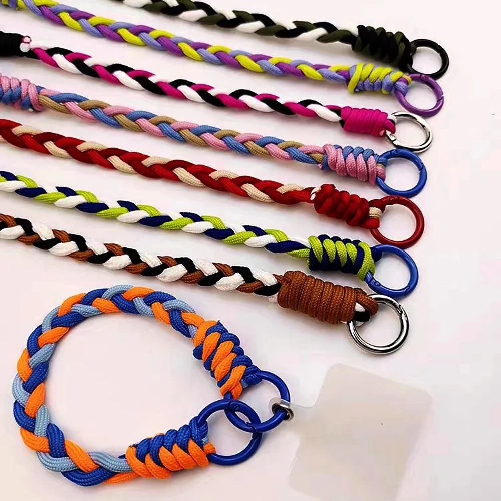 Hot Selling Promotional Cheap Custom Rope Hand Wrist Lanyard Mobile Phone Straps Keychain Short Lanyard