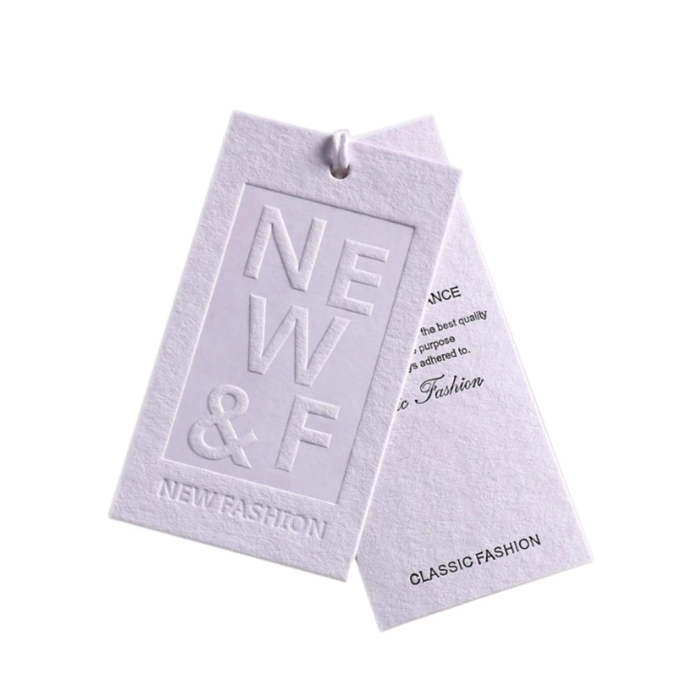 Garment Clothes Custom Hangtag String Embossed Labels Printing Hang Tags