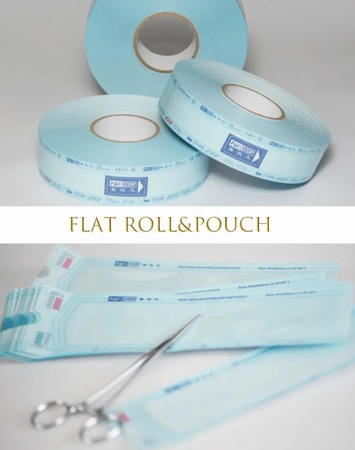 Disposable Medical Heat Sealing Sterilization Flat Reel and Pouch with Eo and Steam Indicator