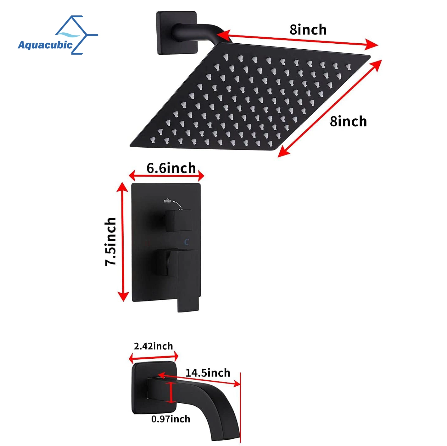 Aquacubic 2021 Modern High quality/High cost performance Bathroom Wall Mounted Shower Faucet Set Shower Trim Kits and Valve