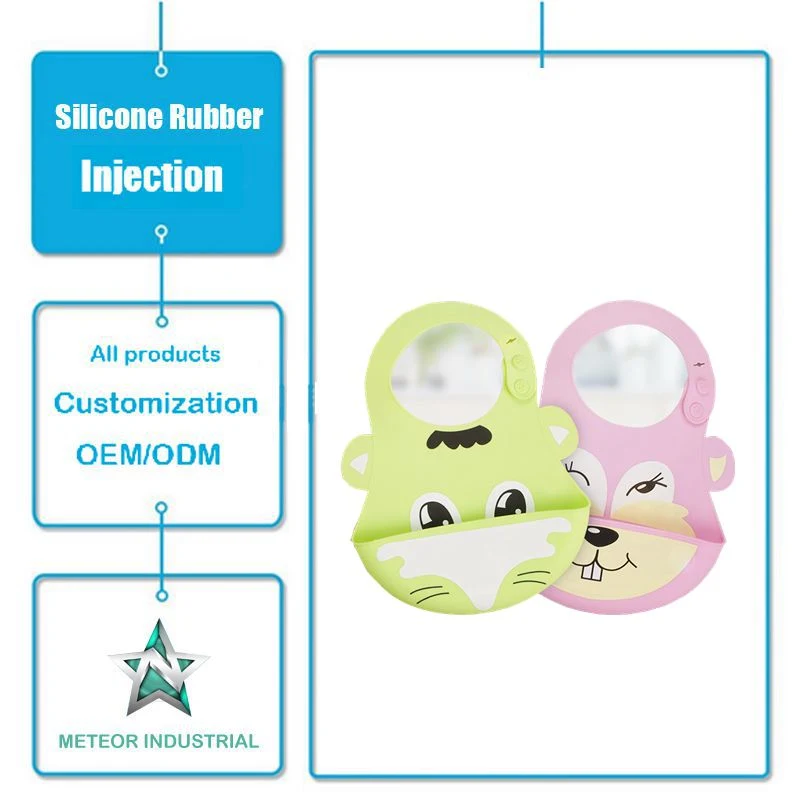 Customized Silicone Rubber Products Feeding Set Adjustable Soft Bibs for Baby