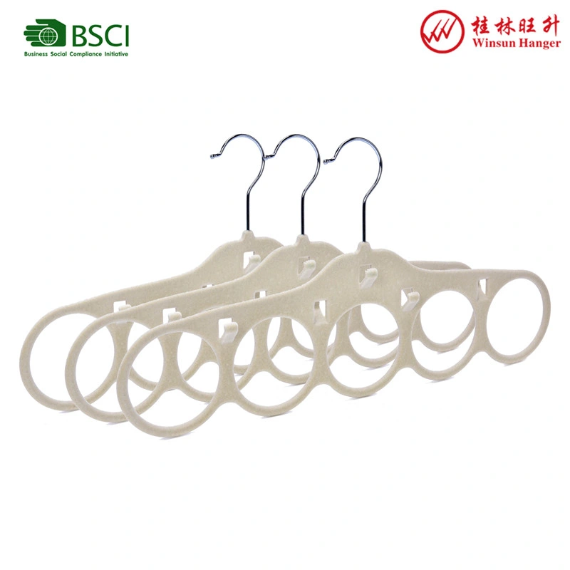 Multifuctional 5 Holes Velvet Hangers Clothes Belt Tie Hanger for Saving Space