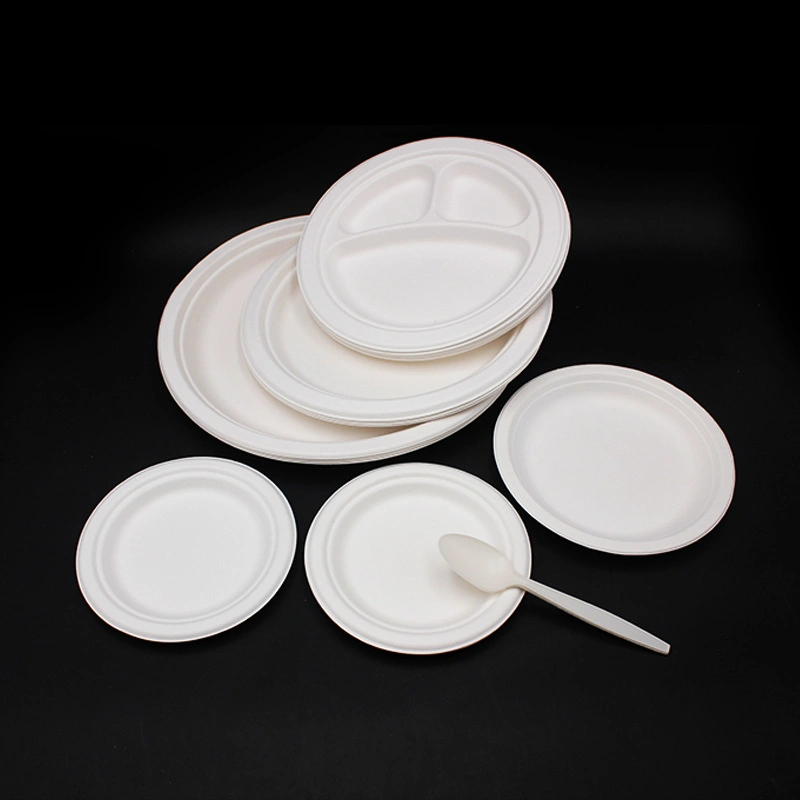 Pratos de sobremesa para comida de sobremesa que servem pratos de pratos redondos de luxo Placas de amido de milho biodegradáveis para casamentos descartáveis