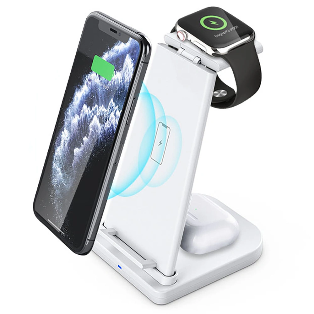 3 in 1 Wireless Charger Station Holder for iPhone Samsung iWatch Airpods Wireless 15W Fast Charging