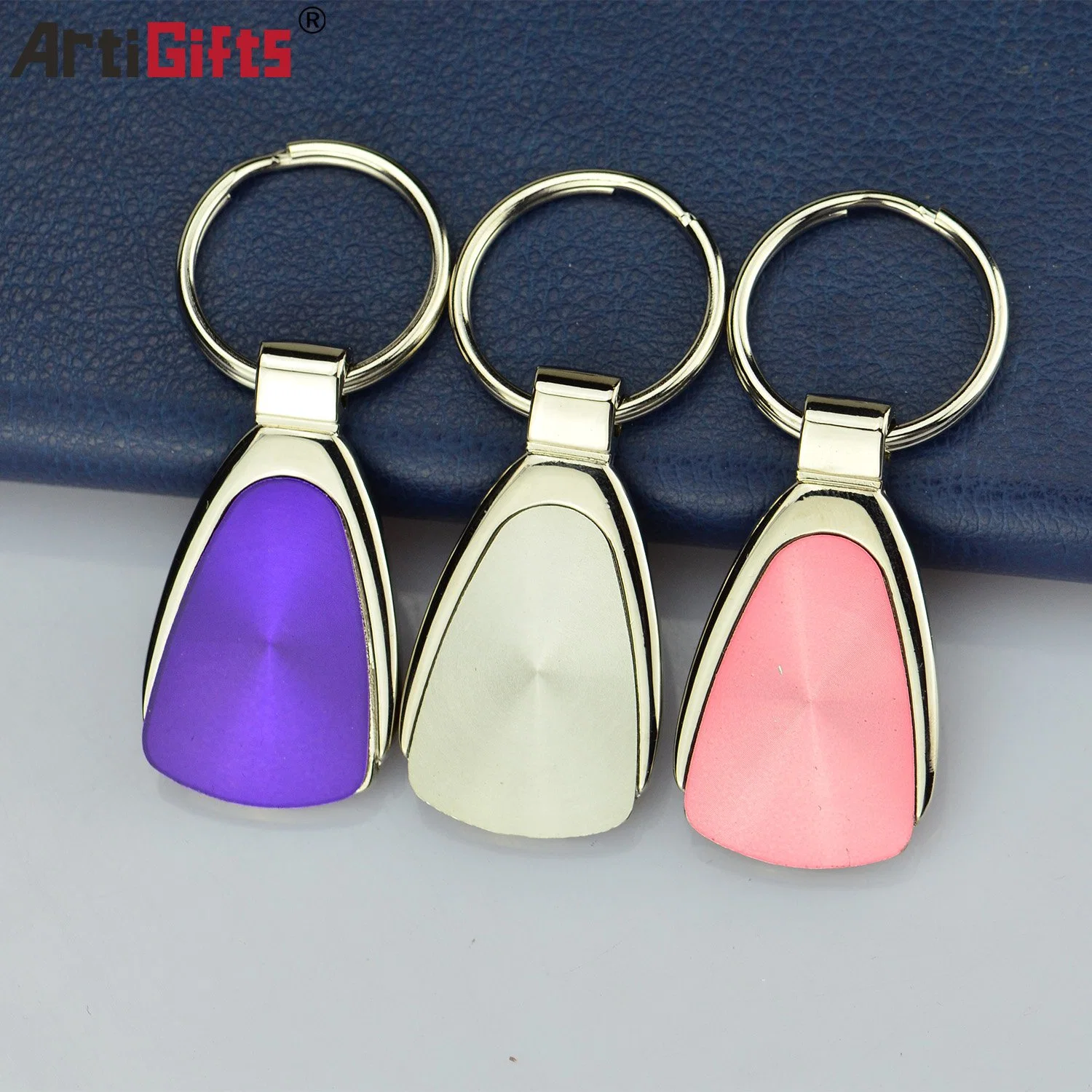 Promotion Gift Metal Square Wooden Keychain with Ring