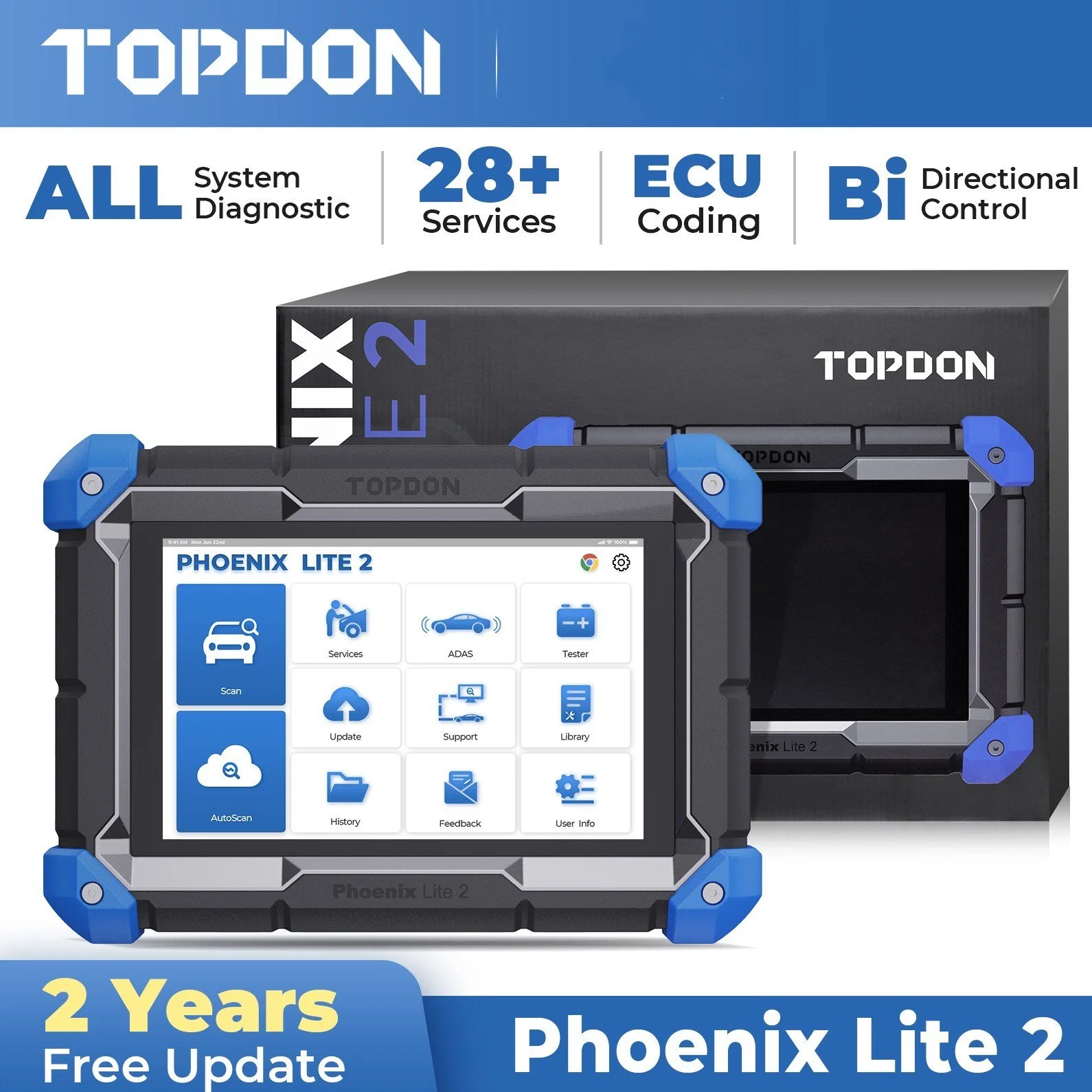 Topdon Phoenix Lite2 Portable 2year Free Update Smart All Full System Diagnosis Auto Diagnostic Machine Online ECU Coding OBD2 Scanner Truck Car Diagnostic Tool