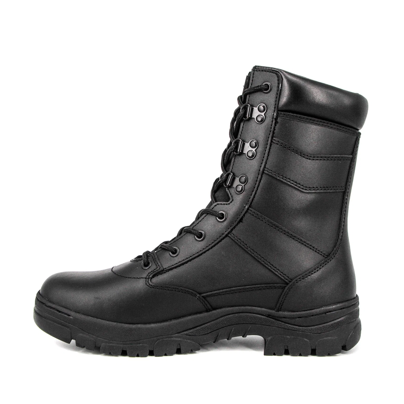 Botas estilo militar italiano baratas de cuero auténtico negro