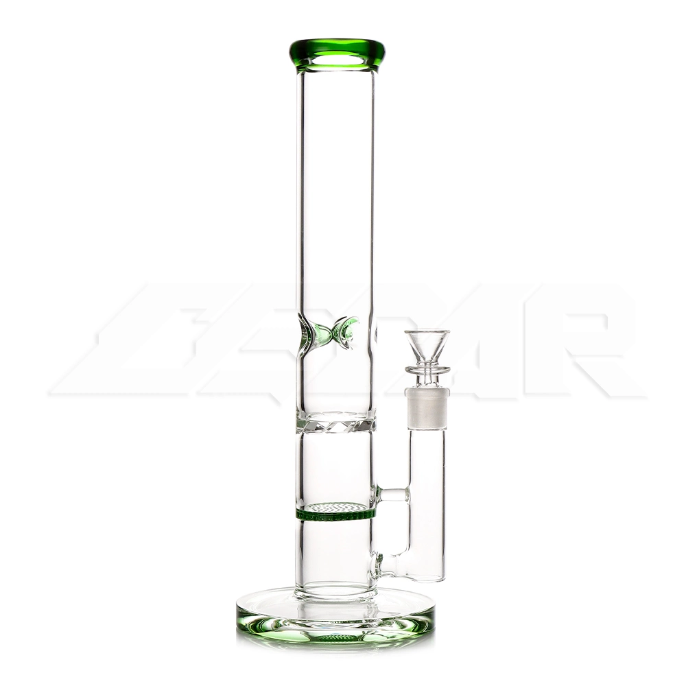 14 Inches Mixed Color Borosilicate Hookah Herb Showerhead Percolator Pipes Pyrex Straight Tube Glass Smoking Water Pipe