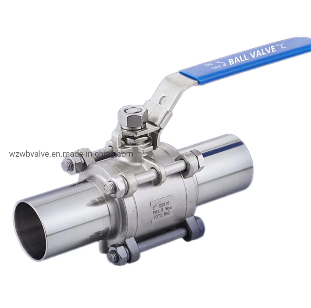 Stainless Steel 3-PC Ball Valve Butt-Welding End with Direct Mounting Pad