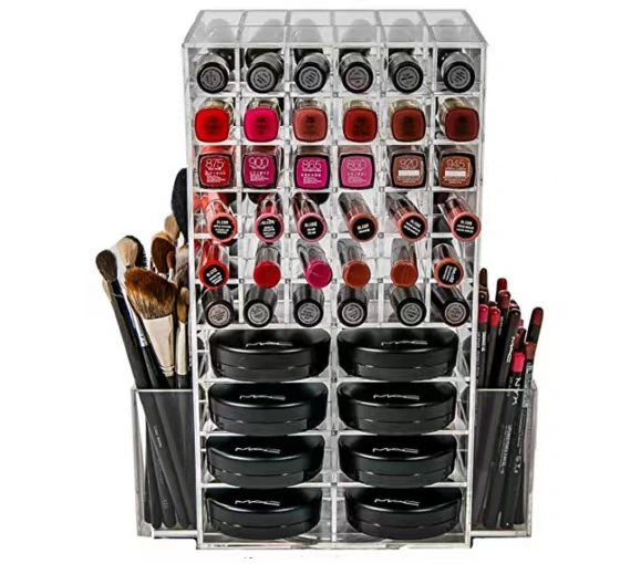 Maquillaje de Labios de acrílico giratorio Organizador de acrílico, lápiz de labios vitrina