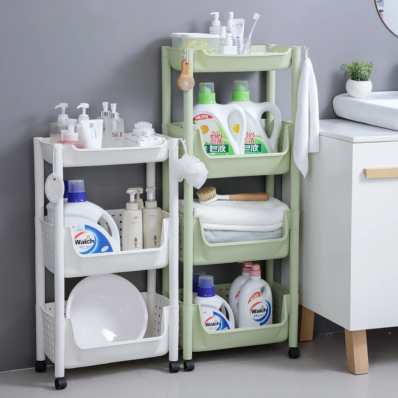 Slim Espace Utilisation Salle de bain Rangement Étagère Chariot roulant Organisateur de légumes Panier de rangement de fruits Chariot de cuisine avec roues