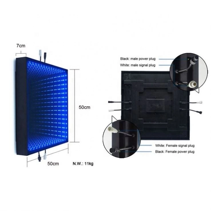 Plancher de danse à LED RGB 3 en 1 avec miroir 3D infini et éclairage de scène de danse.