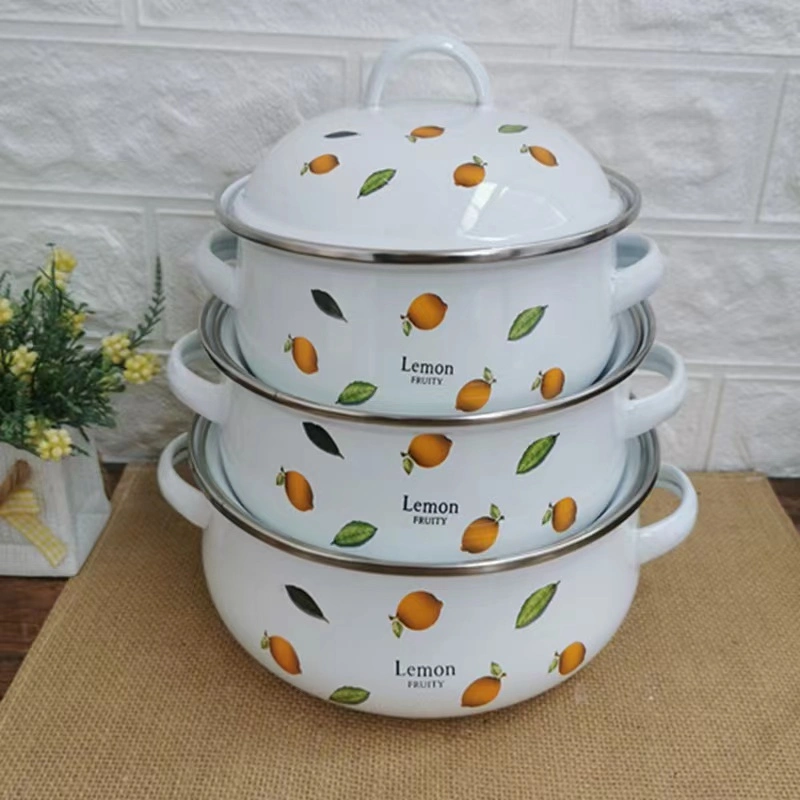 Dia. 16/18/20cm Enamel Casserole Custom Decal Logo Casserole Pot Food Warmer Pot Set